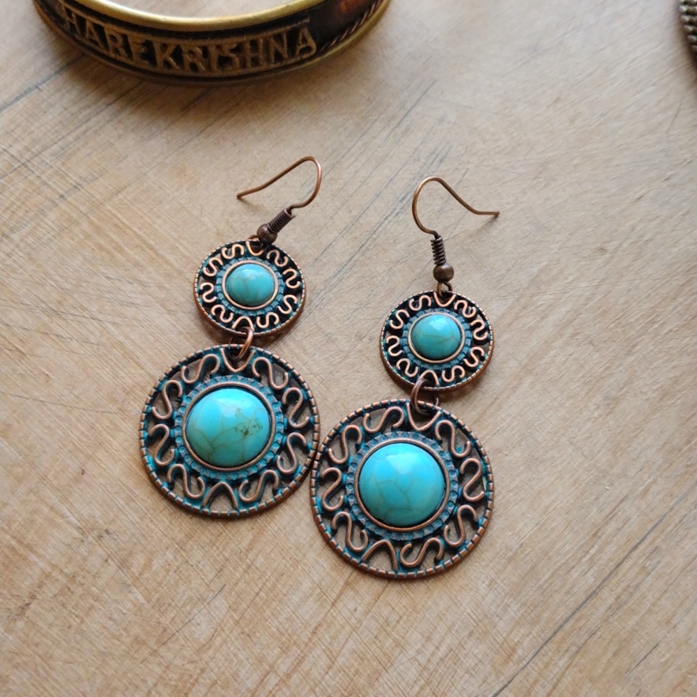 Blue Touquouse Copper Boho earrings